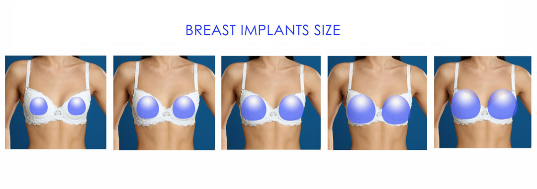 Different sizes of breast implants showcased for cosmetic surgery options.